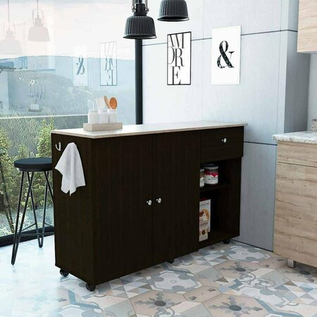 DEPOT E-SHOP Syros Kitchen Island, Black DE-MWD5462